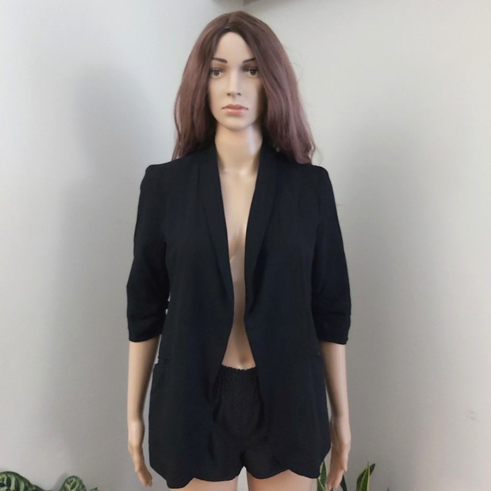 Bar III women's black open blazer half sleeves